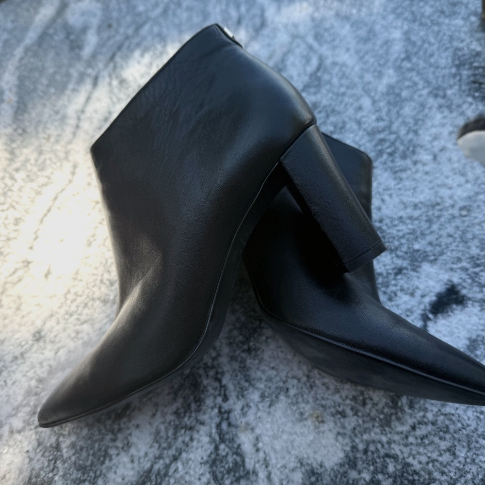 Sexy Heeled Ankle Boot, Soft Black Leather.